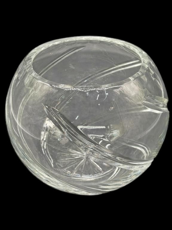 BOMBAY CUT CRYSTAL SWIRL ART GLASS BOWL 6" WIDTH (1 of 7)