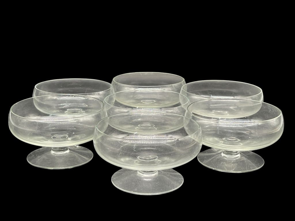 SET OF 7 CLEAR GLASS CANDLE HOLDERS 4" DIAMETER (1 of 6)