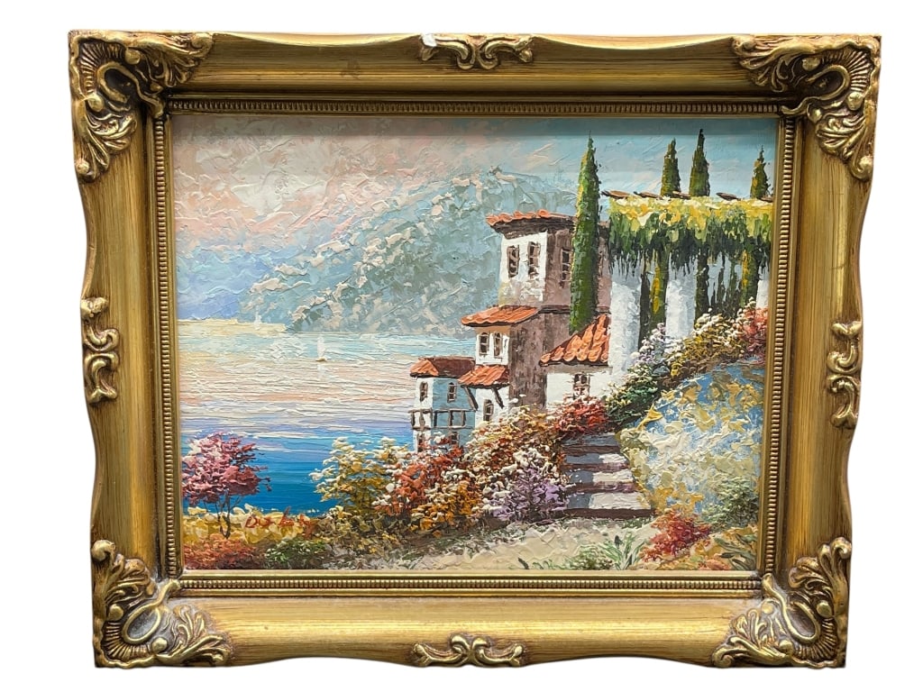 FRAMED IMPASTO MEDITERRANEAN COASTAL LANDSCAPE (1 of 6)