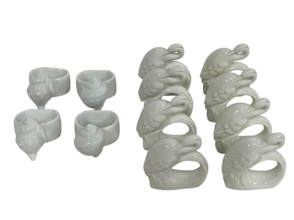 12 BIRD & SHELL PORCELAIN NAPKIN RINGS (1 of 4)