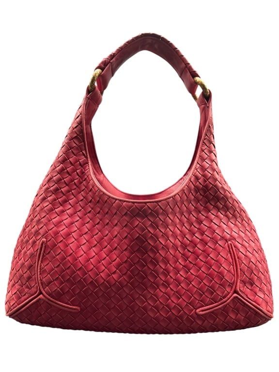 BOTTEGA VENETA INTRECCIATO RED LEATHER HOBO BAG (1 of 11)