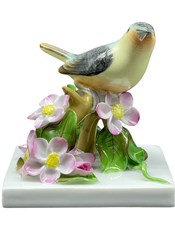 HEREND HUNGARY PORCELAIN BIRD CHERRY BLOSSOM 3.5" (1 of 7)