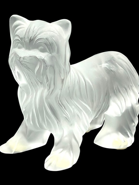 LALIQUE FRANCE YORKIE CRYSTAL DOG FIGURINE 3.5" (1 of 7)