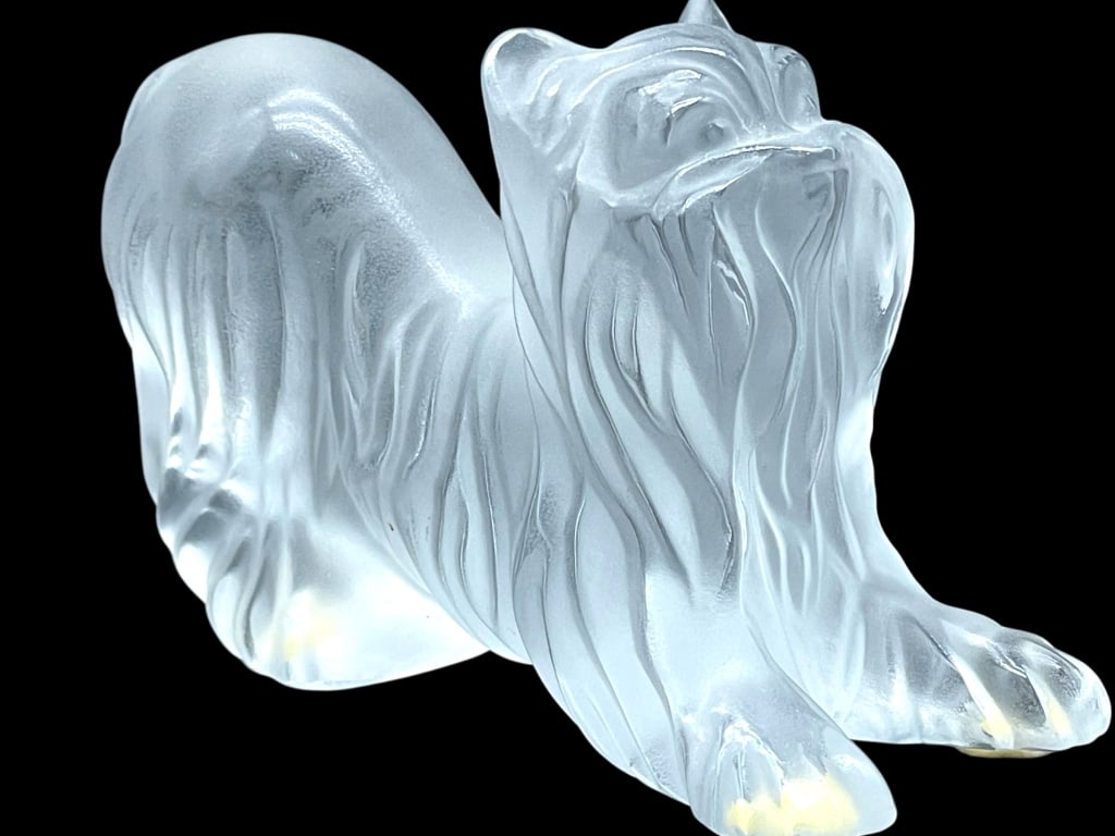 LALIQUE FRANCE YORKIE CRYSTAL DOG FIGURINE 3.5" (1 of 8)