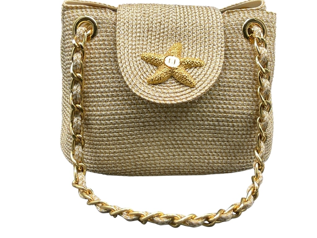 VINTAGE COASTAL ERIC JAVITS STRAW HANDBAG (1 of 12)