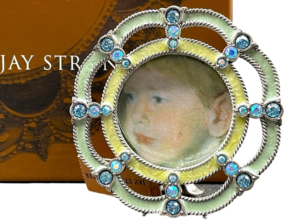 J. STRONGWATER PIERCED ENAMELED FRAME W BOX 3" (1 of 8)
