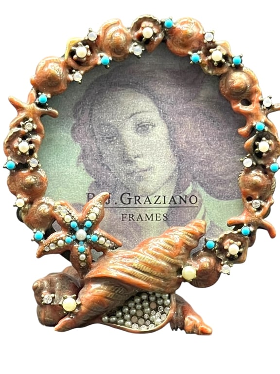 R.J. GRAZIANO JEWELED SEASHELL PICTURE FRAME 3.5" (1 of 6)