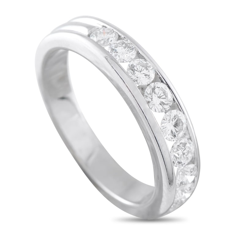 18K GOLD 1.0CT DIAMOND HALF-ETERNITY RING 7.75 (1 of 5)