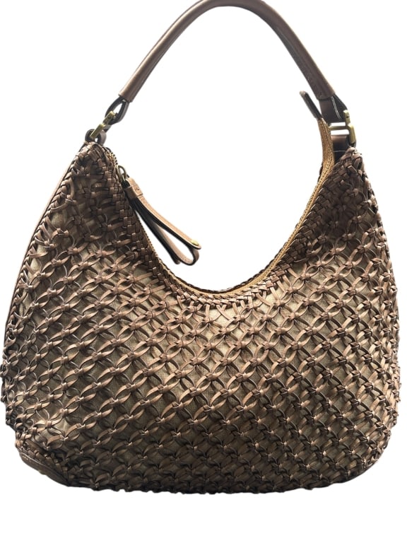 COLE HAAN SERRAMORE WEAVE LEATHER HOBO HANDBAG (1 of 9)