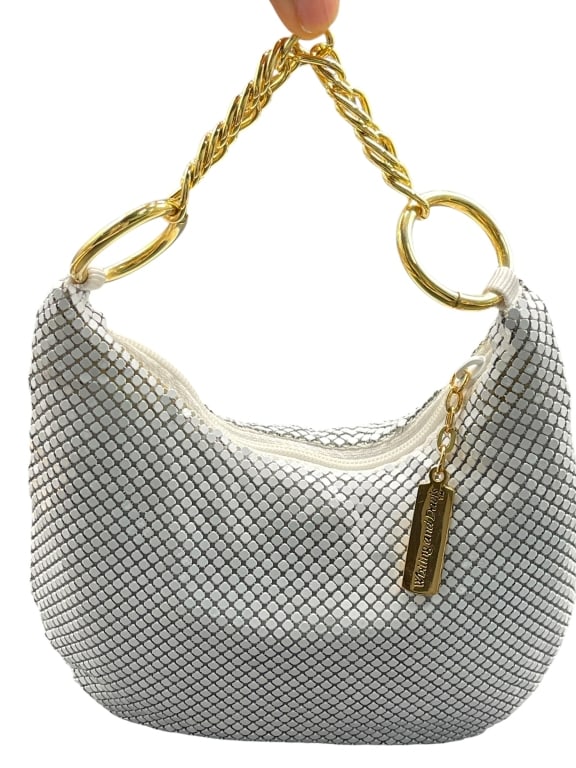 WHITING & DAVIS WHITE MESH HOBO HANDBAG (1 of 7)