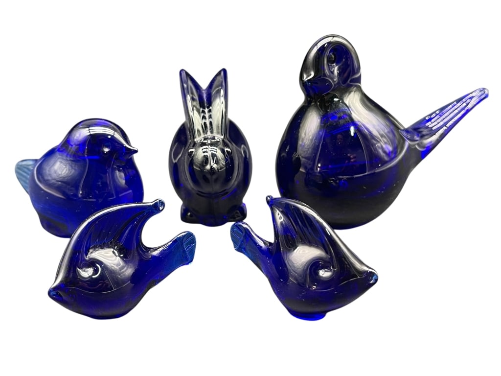 VINTAGE COBALT BLUE ART GLASS ANIMAL FIGURINES – N (1 of 7)