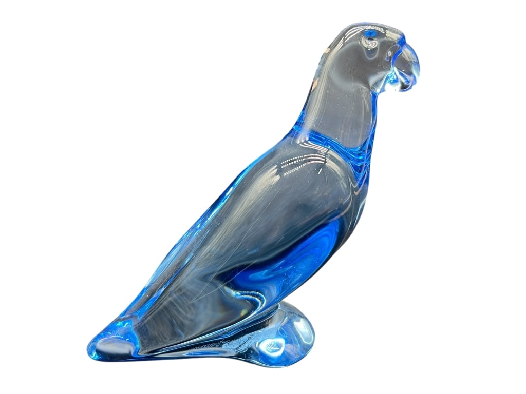 BACCARAT BLUE CRYSTAL PARROT SCULPTURE SIGNED (1 of 6)