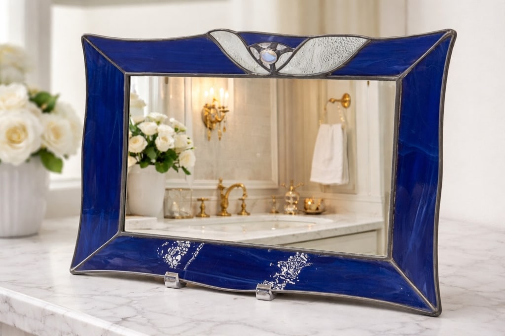 STAINED GLASS FRAME MIRROR VANITY BOUDOIR TRAY (1 of 10)