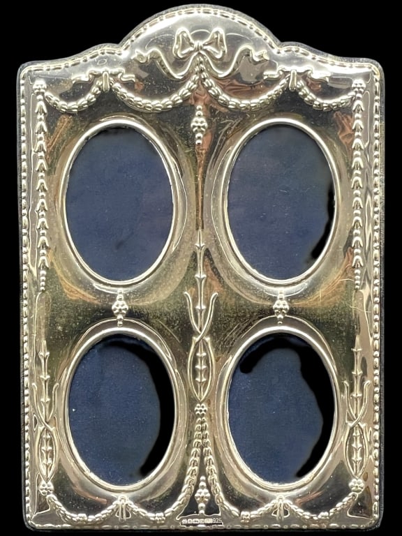 CARR STERLING SILVER 4 APERTURE PICTURE FRAME 9.5" (1 of 6)