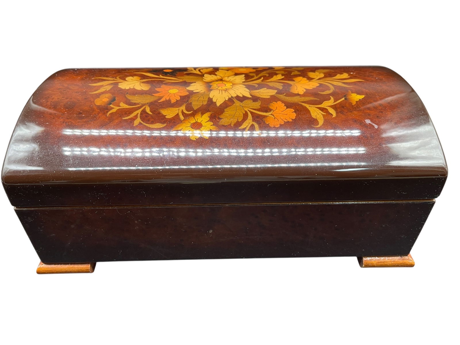 ITALIAN SORRENTO BURLWOOD MUSIC BOX BLUE DANUBE AS (1 of 9)