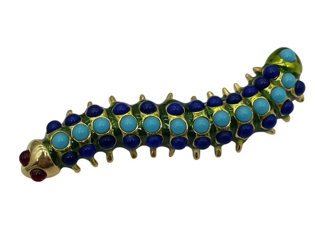 VTG KENNETH JAY LANE BOLD CATERPILLAR BROOCH 3" (1 of 9)