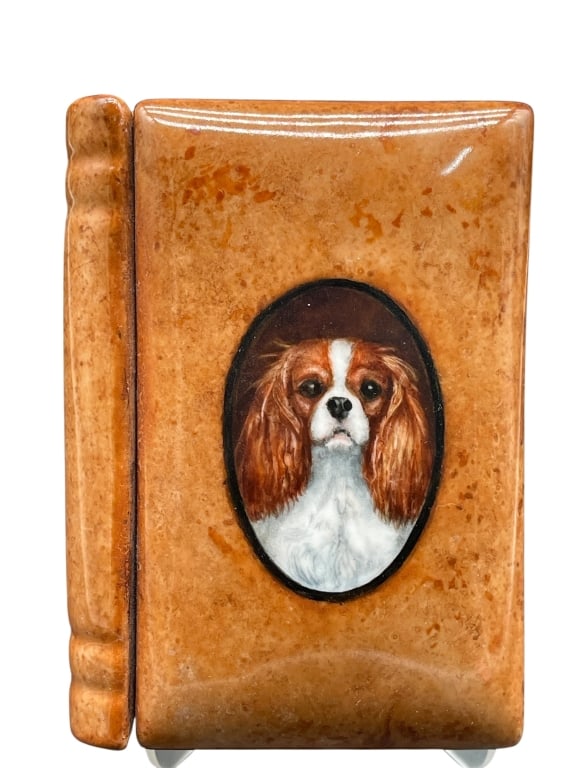 CAVALIER KING CHARLES DOG PORCELAIN BOOK BOX 5.5" (1 of 5)
