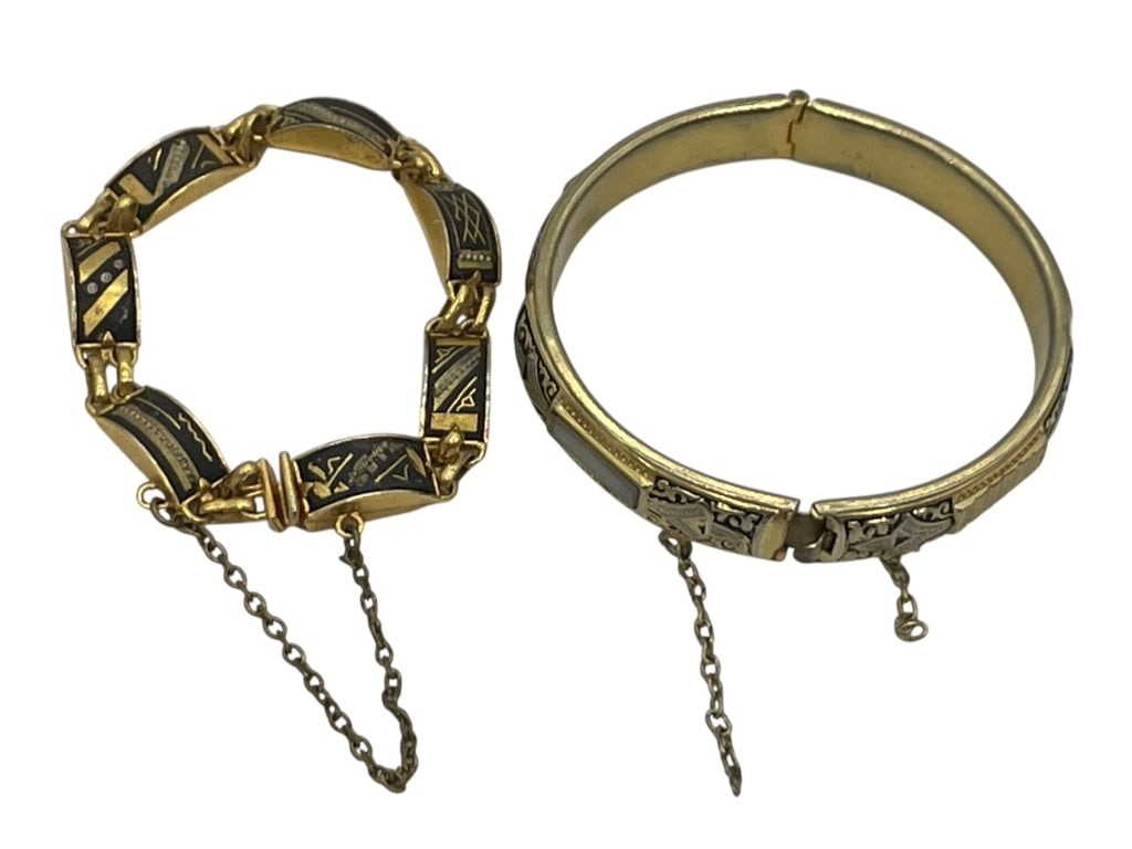 LOT OF TINY DAMASCENE GOLD INLAY 5" BRACELETS ASIS (1 of 8)