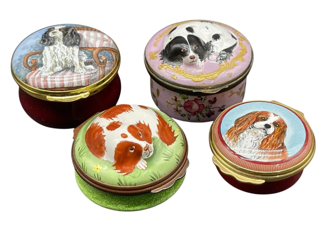 HALCYON DAYS CAVALIER KING CHARLES ENAMEL BOX 1.7" (1 of 7)