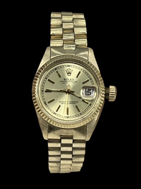 ROLEX OYSTER PERPETUAL DATE DATEJUST WATCH GOLD RG (1 of 17)