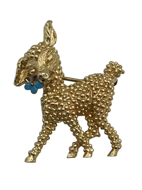 14K YELLOW GOLD BABY DEER FAWN BROOCH PIN 7G (1 of 11)