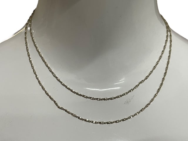 STERLING SILVER DIAMOND CUT CHAIN NECKLACE 28" 7g (1 of 6)