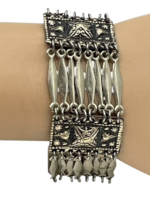 STERLING SILVER MEXICO TRIBAL LINK BRACELET 43G (1 of 10)