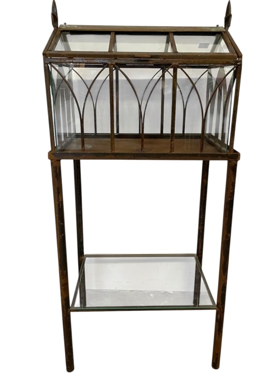 VTG METAL & GLASS STANDING GARDEN TERRARIUM 41" (1 of 7)
