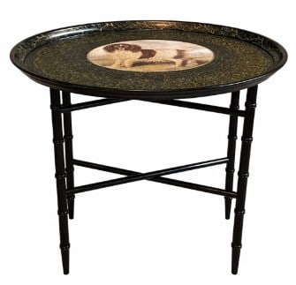 TOLE STYLE TRAY TABLE W KING CHARLES SPANIEL 23.5" (1 of 8)
