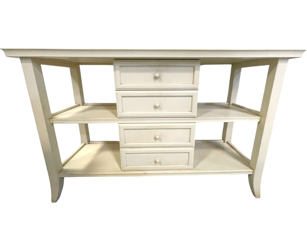 OPEN SHELF CONSOLE TABLE W 4 DRAWERS 47" (1 of 10)