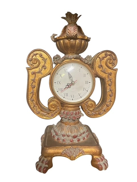 BAROQUE STYLE GOLD GILT SCROLL MANTLE CLOCK AABATS (1 of 1)