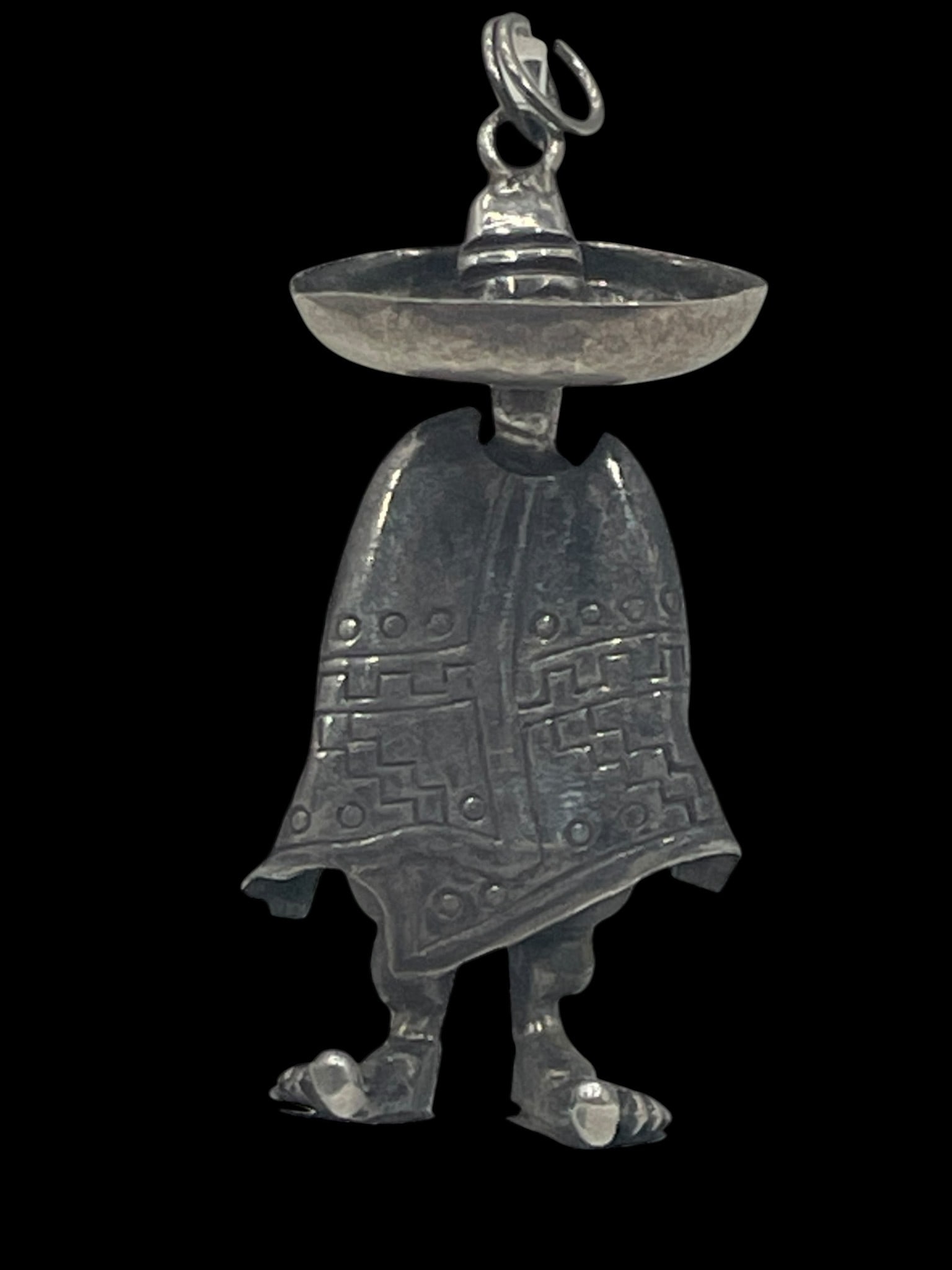 MEXICO STERLING PADRE PAPI W/ SOMBRERO PENDANT 7G: *For ALTERNATIVE SHIPPING QUOTES or local PICKUP details, please visit www.dejavuauctionshipping.com* THE CUTEST LITTLE PENDANT EVER MADE IN MEXICO! El Padre with head bent down taking a siesta! Sterl