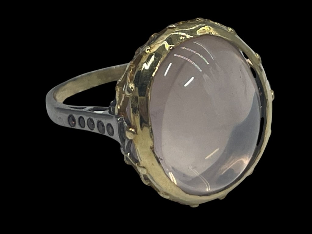 OPALITE & FILIGREE STERLING SILVER W/ GOLD RING 9: *For ALTERNATIVE SHIPPING QUOTES or local PICKUP details, please visit www.dejavuauctionshipping.com* ARTISAN MADE AND DESIGNED STERLING SILVER RINGS! We have many of these from the same designer and