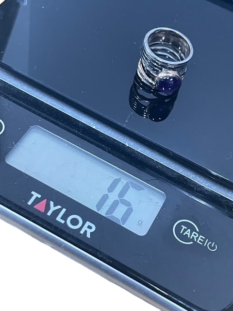 STERLING SILVER TWO TONE AMETHYST STRINGY RING 6 - 8