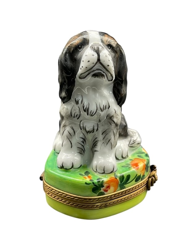 LIMOGES ROCHARD PEINT CAVALIER SPANIEL BOX 3.5" (1 of 1)