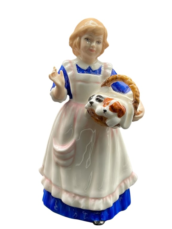 ROYAL DOULTON GIRL WITH PUPPY FIGURINES: _x0002_For ALTERNATE shipping quote or LOCAL PICK-UP DETAILS, please visit dejavuauctionshipping.com ESTIMATE: $75–$125 ROYAL DOULTON REWARD & QUIET THEY'RE SLEEPING FIGURINES Royal Doulton porcelai