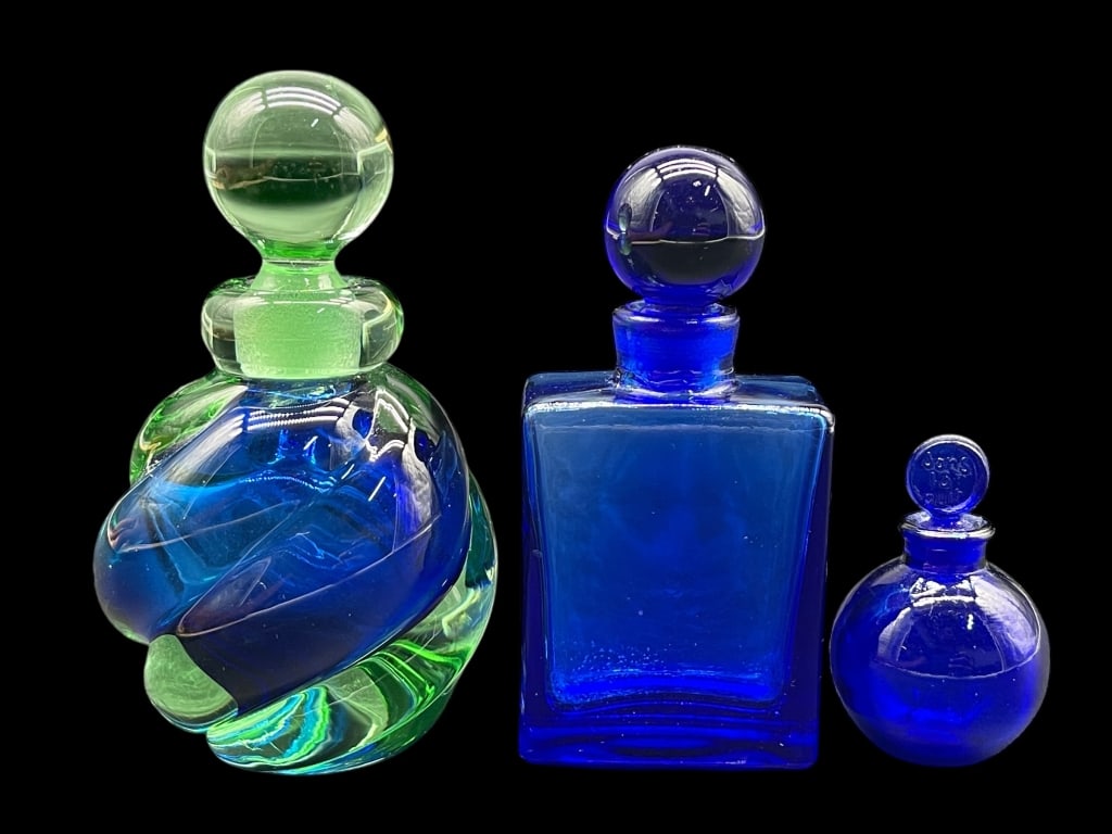 ART GLASS PERFUME BOTTLE LOT OF 3 (1 of 1)
