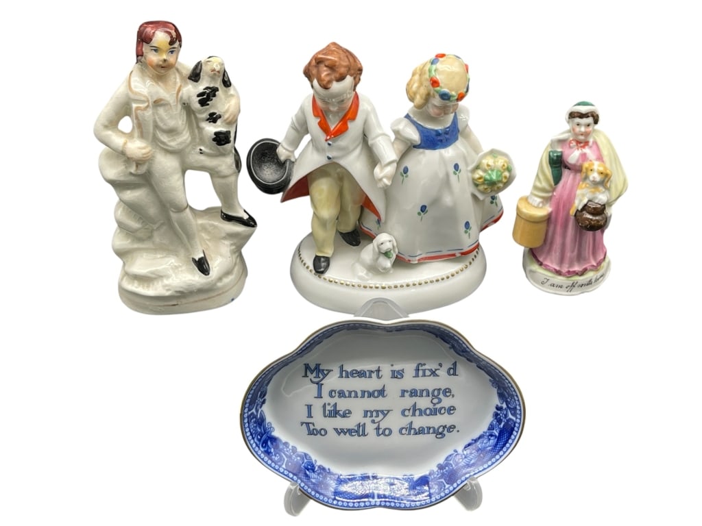 GERMAN PORCELAIN FIGURINES & DISH LOT (1 of 1)