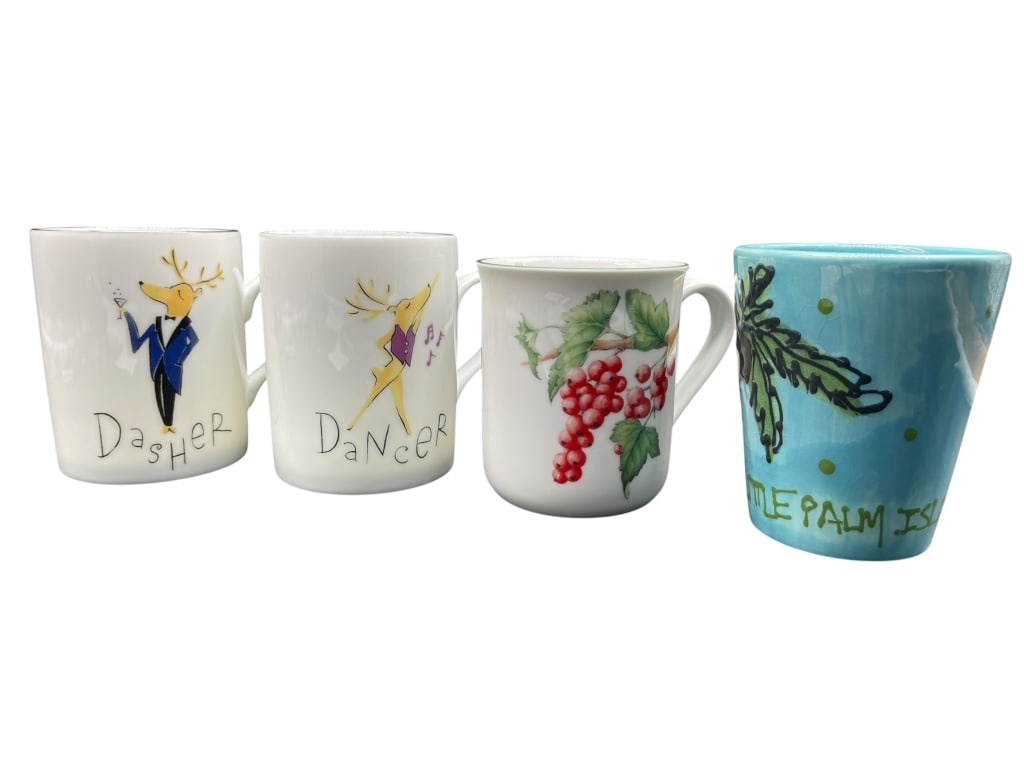 POTTERY BARN REINDEER & PALM BEACH MUG LOT (1 of 8)