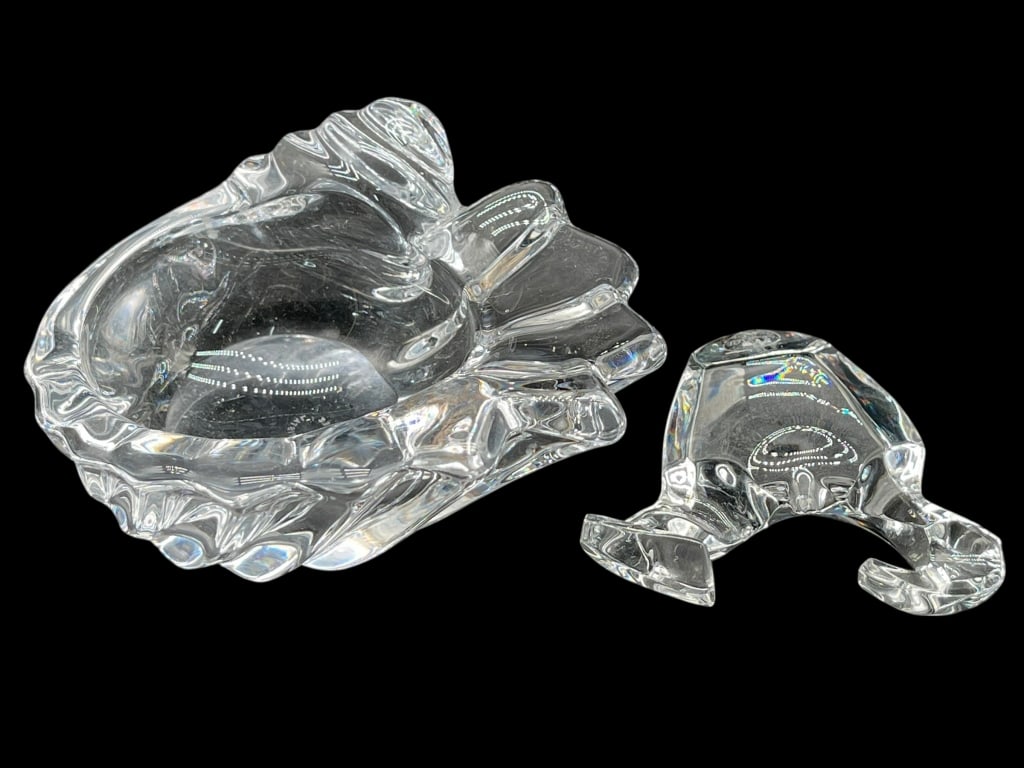 WATERFORD CRYSTAL SCALLOP 5" BOWL & CRAB FIGURINE (1 of 1)