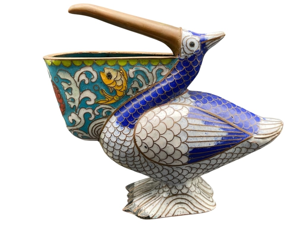 STUDIO B WPB CLOISONNE METAL PELICAN VASE 4" (1 of 1)