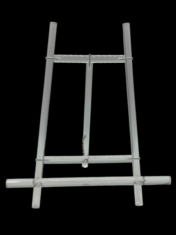 VINTAGE MID MOD CLEAR GHOST LUCITE EASEL 14" TALL: *For ALTERNATIVE SHIPPING QUOTES or local PICKUP details, please visit www.dejavuauctionshipping.com* VINTAGE MID MOD CLEAR GHOST LUCITE EASEL 14" TALL Excellent condition 14" tall Mid Century Modern