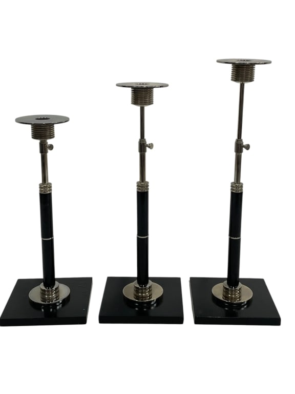 SET OF 3 ART DECO STYLE ADJUSTABLE CANDLESTICKS (1 of 1)