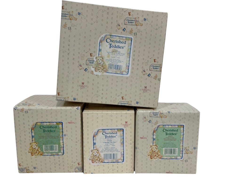 CHERISHED TEDDIES FIGURINES LOT OF 4: *for alternative shipping options please go to www.dejavuauctionshipping.com CHERISHED TEDDIES LOT – CHRISTOPHER “OLD FRIENDS ARE THE BEST FRIENDS” / CELESTE “AN ANGEL CAN WATCH OVER YOU&r