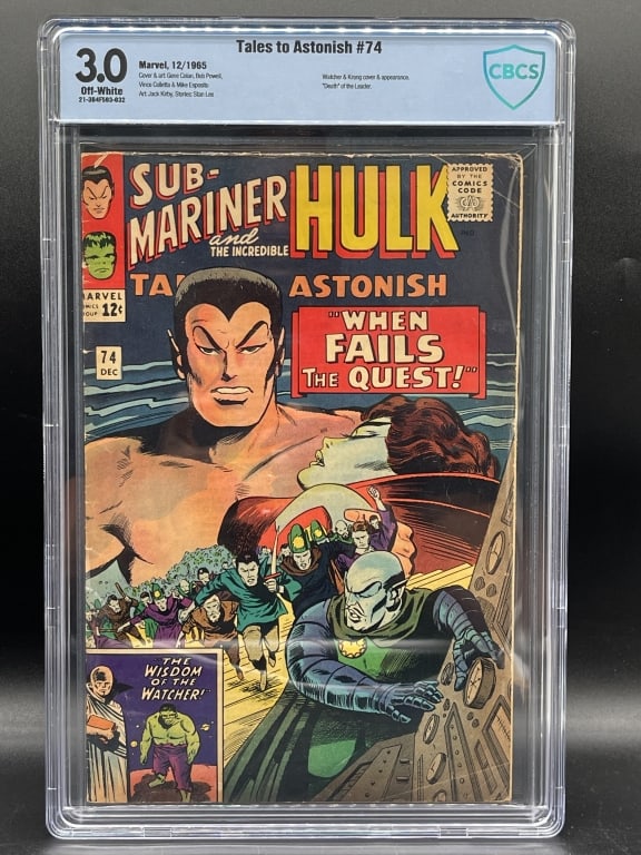 TALES TO ASTONISH #74 CBCS 3.0 (1965): For ALTERNATE shipping quote or LOCAL PICK-UP DETAILS, please visit dejavuauctionshipping.comTALES TO ASTONISH #74 CBCS 3.0 OFF-WHITE PAGES SUB-MARINER & HULK MARVEL COMICS 1965Vintage Silver Age
