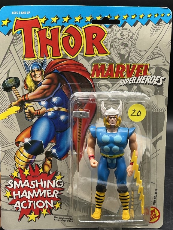 THOR SUPER HEROES SMASHING HAMMER ACTION FIGURE: For ALTERNATE shipping quote or LOCAL PICK-UP DETAILS, please visit dejavuauctionshipping.com THOR MARVEL SUPER HEROES “SMASHING HAMMER ACTION” CARD BACK ACTION FIGURE Vintage **Marvel Super H