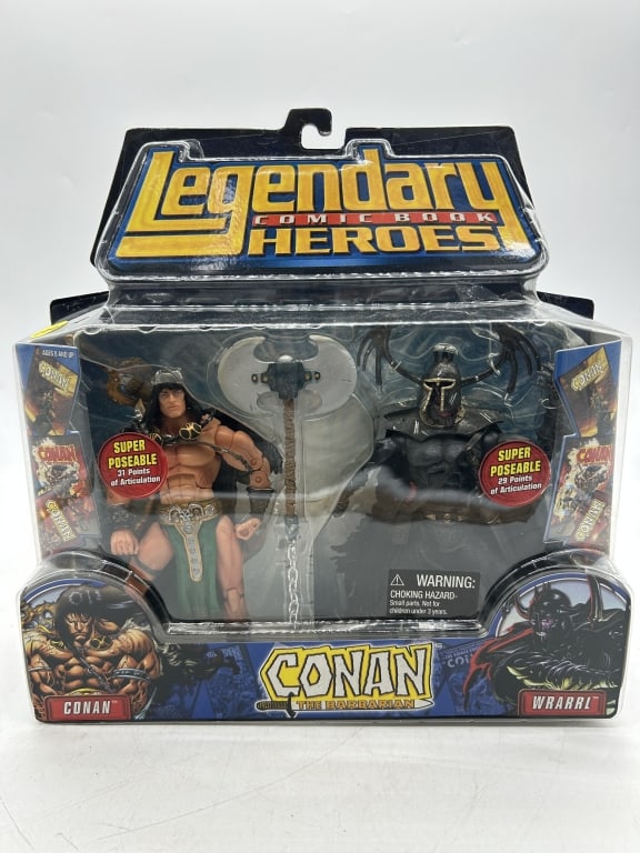CONAN THE BARBARIAN & WRARRL COMIC BOOK TWIN PACK: For ALTERNATE shipping quote or LOCAL PICK-UP DETAILS, please visit dejavuauctionshipping.com LEGENDARY COMIC BOOK HEROES CONAN THE BARBARIAN & WRARRL ACTION FIGURE TWIN PACK Collectible Legendary Com
