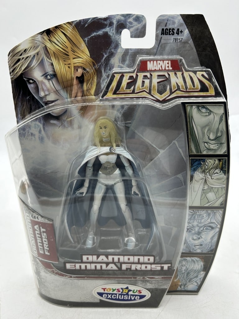 MARVEL LEGENDS DIAMOND EMMA FROST ACTION FIGURE: For ALTERNATE shipping quote or LOCAL PICK-UP DETAILS, please visit dejavuauctionshipping.comHASBRO MARVEL LEGENDS DIAMOND EMMA FROST TOYS R US EXCLUSIVE ACTION FIGUREHighly collectible Marvel