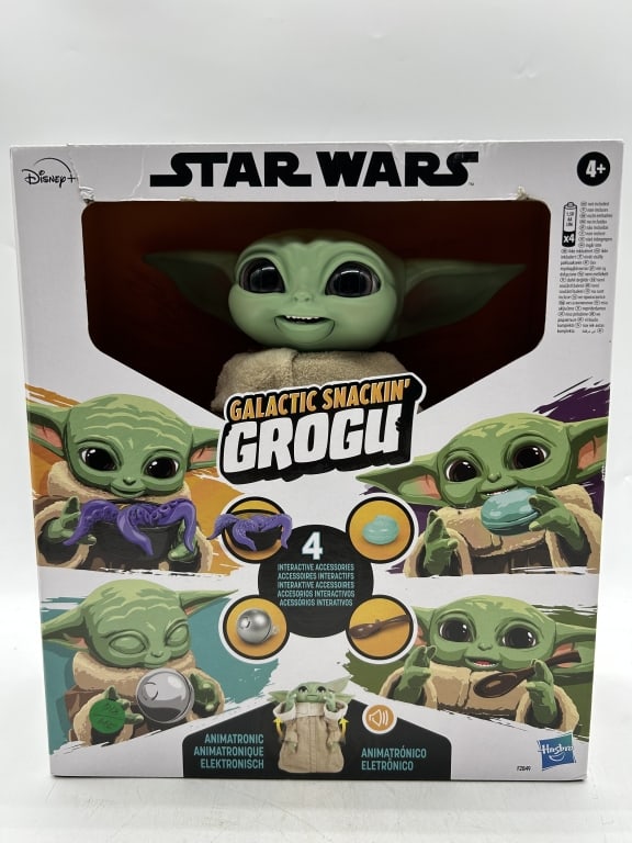 STAR WARS GALACTIC SNACKIN' GROGU ANIMATRONIC TOY: For ALTERNATE shipping quote or LOCAL PICK-UP DETAILS, please visit dejavuauctionshipping.com STAR WARS GALACTIC SNACKIN’ GROGU ANIMATRONIC INTERACTIVE FIGURE Official Star Wars Galactic Snackin’