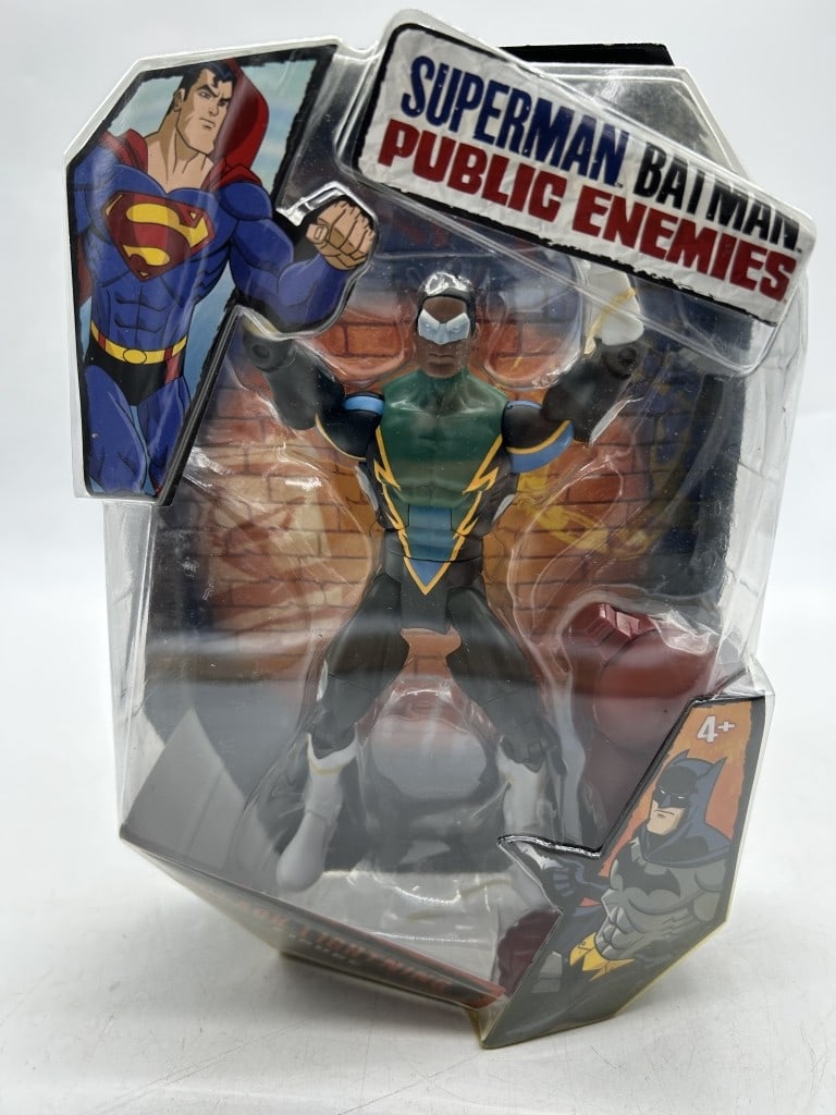 DC COMICS BLACK LIGHTNING ACTION FIGURE: For ALTERNATE shipping quote or LOCAL PICK-UP DETAILS, please visit dejavuauctionshipping.com MATTEL DC COMICS BLACK LIGHTNING FIGURE SUPERMAN BATMAN PUBLIC ENEMIES SERIES Collectible Black Lightning